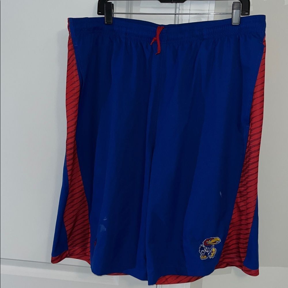 Kansas Jayhawks Rock Chalk Jayhawk adidas Blue Basketball Gym Shorts XLT Spots